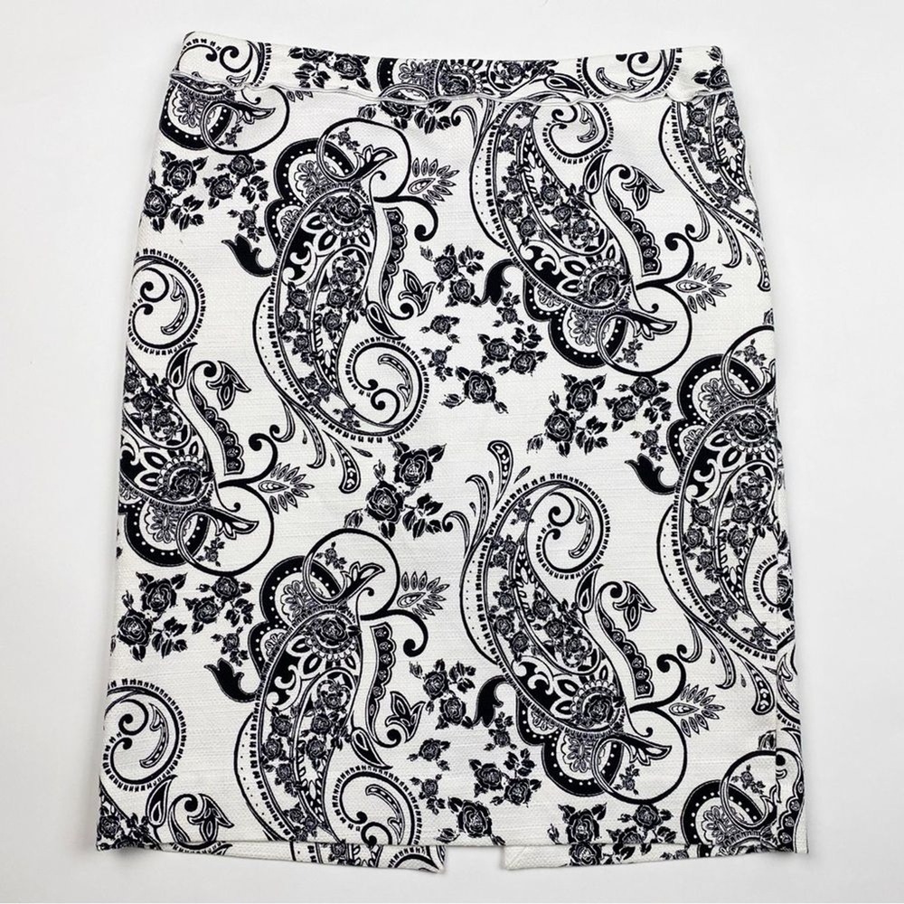 White House Black Market Paisley Floral Textured Pencil Skirt Womens 10 - Picture 1 of 4